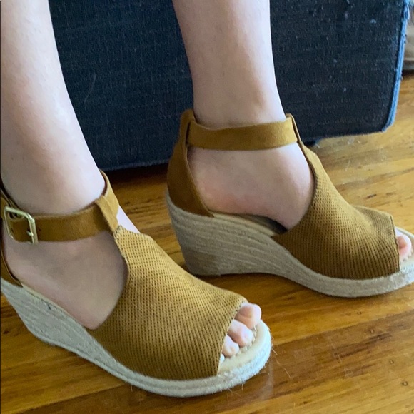 Tan Espadrille Wedges - Picture 2 of 6